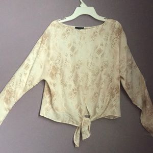 Dynamite Long Sleeve Tie Long Sleeve Blouse
